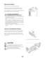 Page 6- 6 -
Use the hand grip when moving the projector.
Replace the lens cap and retract the adjustable feet to
prevent damage to the lens and cabinet when carrying. 
When the projector is not in use for an extended period, put
it into a suitable case to protect the projector.
CAUTION IN CARRYING OR
TRANSPORTING THE PROJECTOR
–Do not drop or bump the projector, otherwise damages
or malfunctions may result.
–When carrying the projector, use a suitable carrying
case.
–Do not transport the projector by courier...