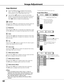 Page 42
4
Press the MENU button to display the On-Screen 
Menu. Use the Point 7 8 buttons to move the red 
frame pointer to the Image Adjust Menu icon.
1
2Use the Point ed buttons to move the red frame 
pointer to the desired item and then press the SELECT 
button to display the adjustment dialog box. Use the 
Point 7 8 buttons to adjust the setting value.
Press the Point 7 button to decrease the contrast; press the 
Point 8 button to increase the contrast (from 0 to 63).
Press  the  Point 7  button  to...