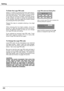 Page 44Setting
44
To Enter the Logo PIN code
Select a number by pressing the Point ▲▼ buttons. 
And then press the Point ► button to fix the number 
and move the pointer.  The number changes to " ".  
If  you  fixed  an  incorrect  number,  move  the  pointer 
to  the  number  you  want  to  correct  by  pressing  the 
Point 
◄  button,  and  then  select  the  correct  number 
by pressing the Point ▲▼ buttons.
Repeat  this  step  to  complete  entering  a  four-digit 
number.
A f t e r  e n t e r i n...