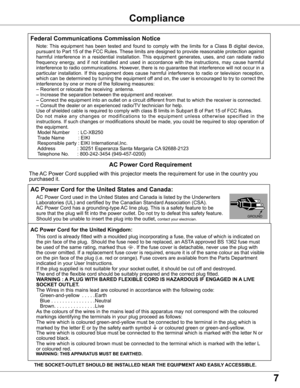 Page 77
Safety InstructionsCompliance
Federal Communications Commission Notice
Note:  This  equipment  has  been  tested  and  found  to  comply  with  the  limits  for  a  Class  B  digital  device, 
pursuant to Part 15 of the FCC Rules. These limits are designed to provide reasonable protection against 
harmful  interference  in  a  residential  installation.  This  equipment  generates,  uses,  and  can  radiate  radio 
frequency  energy,  and  if  not  installed  and  used  in  accordance  with  the...