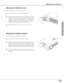 Page 5151
Maintenance & Cleaning
Maintenance and Cleaning
Disconnect the AC power cord before cleaning.
When the projector is not in use, replace the lens cover.
1
3
2
Follow these steps to clean the projection lens.
Cleaning the Projector Cabinet
Disconnect the AC power cord before cleaning.1
Softly wipe the projector body with a soft, dry cleaning cloth.
When it is heavily soiled, use a small amount of mild
detergent and finish with a soft, dry cleaning cloth.  Avoid
using an excessive amount of cleaner....