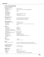 Page 71
71

AppendixAppendix
Technical Specifications
Mechanical Information  
 Projector Type  Multi-media Projector 
  Dimensions (W x H x D) 
335 mm x 97.7 mm x 238.4mm (Not including adjustable feet) 
  Net Weight  3.4 kg
 
  Feet Adjustment  0˚ to 10˚           
              
Panel Resolution  
 LCD Panel System  0.63" TFT Active Matrix type, 3 panels  
  Panel Resolution  1,024 x 768 dots
 
  Number of Pixels  2,359,296 (1,024 x 768 x 3 panels)              
             
Signal Compatibility...