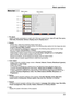 Page 2323
Menu bar
① PC adjust
Adjust computer parameters to match with VGA input signal format:  Auto PC adj, Fine sync,  
Total dots, Horizontal, Vertical, Display area H, Display area V.
②  Display
-   Screen Size: select the projecting image screen size.  
If a computer is selected as a signal source, the following setup option\
s for the image size are         
available:  Normal, Wide, Custom. 
If video equipment is selected as a signal source, the following setup o\
ptions for the image 
size are...