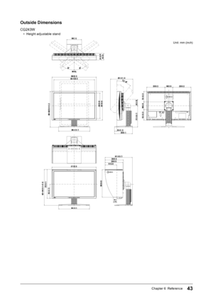 Page 4343Chapter 6  Reference
Outside Dimensions
CG243W
• Height adjustable stand
Unit: mm (inch)
  