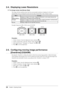 Page 2424Chapter 2  Adjusting Screen
2- 4. Displaying Lower Resolutions
● To change screen size [Screen Size]
The image with the resolution other than the recommended resolution is displayed in full screen 
automatically. You can change the screen size by using  from  menu.
Menu Function
Full  
(default setting) Displays an image in full screen. Images are distorted in some cases because the 
vertical rate is not equal to the horizontal rate.
Enlarged Displays an image in full screen. In some cases, a blank...