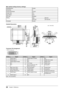 Page 30
28Chapter 5  Reference
Main default settings (factory settings)
BrightRegulator Enable
Smoothing 3
FineContrast Mode  Custom
Screen Size Full
Input Signal Auto
Off Timer Disabled
Setting Size NormalOff Timer 45 seconds
Language English
Outside Dimensions
unit : mm (inch)
Connector Pin Assignment
• DVI-I connector 
 1 23
4
56
78
910 11 12
1314 15
16
19 20 21
17 18 22 23 24C1C2C3C4
C5
Pin No.SignalPin No.SignalPin No.Signal 
1 TMDS Data 2- 11 TMDS Data1/3 Shield 21 NC*
2 TMDS Data 2+ 12 NC* 22 TMDS Clock...