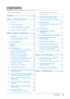 Page 5
CONTENTS

● To adjust brightness of non-display area  
[Border Intensity]  ..............................................23
-11
	 Setting	 Adjustment	Menu	Display 	................
●  To update menu settings [Menu Size/ 
Menu Position/Menu Off Timer/Translucent]  ....24
-1	 Setting	Orientation 	........................................

●  To set the orientation of the Adjustment menu 
[Orientation]  ......................................................25...