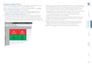 Page 2524
INSTALLATION
CONFIGURATION
OPERATION
FURTHERINFORMATION
INDEX
Configuring multiple monitors
Multi-Monitor configuration is similar to normal Free-Flow setup except that you can 
add more than one display per PC, up to a total of eight per machine.
Note: It is necessary to install a driver on each PC that has multiple displays - see Installing 
drivers and multi-monitor config app on the previous page.   
1 If it is not already running, start the Free-Flow configuration application on the 
computer...