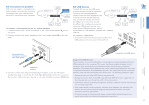 Page 1817
INSTALLATION
CONFIGURATION
OPERATION
FURTHERINFORMATION
INDEX
RX microphone & speakers
ALIF units can support a microphone as 
well as speakers providing the necessary 
connections have been made between 
the ALIF TX unit and the host computer.
3 Once the unit has been fully connected and powered on, access the RX System 
Configuration page to check that the Audio  Input Type setting matches the connection 
that you have made to the port: line, mic or mic boost (the latter provides +20dB gain). 
To...