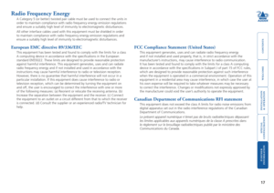Page 18
welcome
contents
installation
 
& operation
special
 
configuration
furter
 
information

Radio Frequency Energy
A Category 5 (or better) twisted pair cable must be used to connect th\
e units in 
order to maintain compliance with radio frequency energy emission regulations 
and ensure a suitably high level of immunity to electromagnetic disturbances.
All other interface cables used with this equipment must be shielded in \
order 
to maintain compliance with radio frequency energy emission...