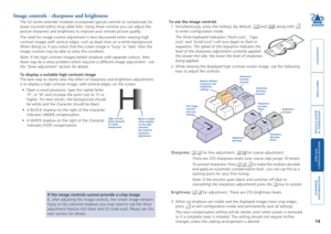 Page 15



14
 


Image controls - sharpness and brightness
The X2-Series extender modules incorporate special controls to compensat\
e for 
losses incurred within long cable links. Using these controls you can ad\
just the 
picture sharpness and brightness to improve your remote picture quality.\
  
The need for image control adjustment is best discovered when viewing hi\
gh 
contrast images with vertical edges, such as black lines on a...
