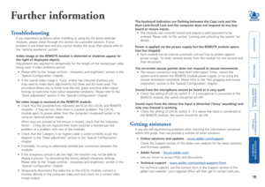 Page 19



18
 


Further information
Troubleshooting
If you experience problems when installing or using the X2-Series extend\
er 
modules, please check through this section for a possible solution. If y\
our 
problem is not listed here and you cannot resolve the issue, then please\
 refer to 
the ‘Getting assistance’ section.
Video image at the REMOTE module is distorted or shadows appear to 
the right of displayed objects.
Adjustments...