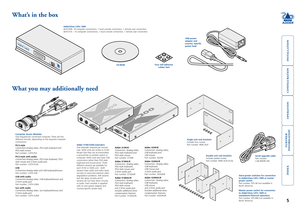 Page 6







What’s in the box
0W power adapter and country- specific power lead
CD-ROM
Slave power switches for connection 
to AdderView CATx 000 or master 
power switch  Part number: EPS-S8 (not available in North America)
Master power switch for connection 
to AdderView CATx 000 or 
standalone Ethernet operation  Part number: EPS-M8 (not available in North America)  
Four self-adhesive rubber feet
What you may additionally need...