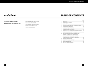 Page 2TABLE OF CONTENTS
2
G4000AOPERATION MANUAL
3
QUICK SETUP ........................................................................
YOUR RADIO ATAGLANCE ..........................................................INITIAL SETUP .......................................................................
SUPPLYING POWER AND USING EXTERNAL ANTENNAS .....................
GENERAL RADIO OPERATION........................................................
SHORTWAVE RADIO OPERATION...