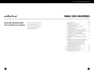 Page 19INSTALLATION RAPIDE ............................................................
GÉNÉRALITÉS SUR LE RÉCEPTEUR ........................................
CONFIGURATION INITIALE ..............................................................
ALIMENTATION ÉLECTRIQUE ET UTILISATION 
D’ANTENNES EXTERNES ........................................................FONCTIONNEMENT DU RÉCEPTEUR – GÉNÉRALITÉS ..................
FONCTIONNEMENT DU RÉCEPTEUR ONDES COURTES ...........
SAUVEGARDE DES STATIONS EN MÉMOIRE...