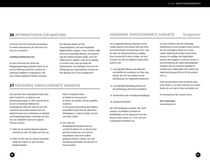 Page 41S350BENUTZERHANDBUCH
8180
27EINJÄHRIGE EINGESCHRÄNKTE GARANTIE
Etón garantiert dem ursprünglichen Käufer, dass
dieses Produkt frei von Material oder
Verarbeitungsmängeln ist. Diese Garantie gilt für
ein Jahr ab Kaufdatum. Während derGarantieperiode stellt Etón oder eine von Etón
autorisierte Servicestelle kostenlos Teile und
Arbeitszeit bereit, die zur Behebung von Material
und Verarbeitungsmängeln notwendig sind. Etónkann ein schadhaftes Gerät nach eigenemErmessen ersetzen.
1. Füllen Sie die...