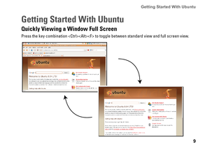 Page 99
Getting Started With Ubuntu 
Getting Started With Ubuntu
Quickly Viewing a Window Full Screen
Press the key combination  to toggle between standard view\
 and full screen view 