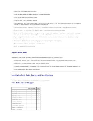 Page 42l Set the paper type to  Label  from the printer driver.   
 
     
l Do not load labels together with paper in the same tray. This may result in a jam.   
 
     
l Do not use label sheets with a slick backing material.   
 
     
l Do not print within 1 mm (0.04 inches) of the die cut.  
 
     
l Use full label sheets. Partial sheets may cause labels to peel off during printing, resulting in a jam. Partial sheets also contaminate your printer and your 
cartridge with adhesive, and could void your...