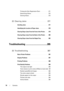 Page 1410Contents
Printing the Color Registration Chart. . . . . . . .  271
Determining Values
. . . . . . . . . . . . . . . . .  272
Entering Values
. . . . . . . . . . . . . . . . . . .  273
22 Clearing Jams . . . . . . . . . . . . . . . . . . . .  277
Avoiding Jams. . . . . . . . . . . . . . . . . . . . . .  277
Identifying the Locat ion of Paper Jams
. . . . . . . . .  278
Clearing Paper Jams From the Front of the Printer
. . .  279
Clearing Paper Jams From the Back of the Printer
. . .  280
Clearing Paper...