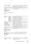 Page 213Understanding the Tool Box Menus209
TCP/IP Settings
Purpose:
To configure TCP/IP settings.
Va l u e s :
Network Settings
Purpose:
To display the server settings of the Dell Printer Configuration Web Tool.
 NOTE: When the printer is connected to the USB port, this setting cannot be 
displayed.
Va l u e s :
Apply New Settings After you complete the settings, press the  Apply New 
Settings button to apply the changes.
Restart printer to apply new 
settings Press the 
Restart printer to apply new settings...