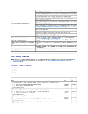 Page 77Print Quality Problems   
   
The entire output is too light.  
   Print media misfeeds or multiple feeds occur   Ensure the print media you are using meets the specifications for your printer. See  Supported 
Paper Sizes  for more information.  
Fan the print media before loading it in the standard 250 - sheet tray or optional 250 - sheet feeder.  
Ensure the print media is loaded correctly.  
Ensure the width and length guides of the print media sources are adjusted correctly.  
Ensure the standard 250...