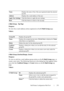 Page 253Dell Printer Configuration Web Tool251
E-Mail Group - Top Page
Purpose:
To view the e-mail address entries registered on the E-Mail Group page.
Va l u e s :
E-Mail Group (Confirm/Change, Create)
Purpose:
To view or edit the e-mail address group entries on the E-Mail Group page, or 
create a new entry. The following items are in the dialog box that appears when 
you click the Confirm/Change or Create button on the E-Mail Group top 
page.
Va l u e s :
NameDisplays the name of the of the user registered...