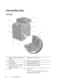 Page 4240About the Printer
FILE LOCATION:  C:\Users\fxstdpc-
admin\Desktop\30_UG??\Mioga_AIO_UG_FM\Mioga_AIO_UG_FM\section04.fm
DELL CONFIDENTIAL – PRELIMINARY 9/13/10 - FOR PROOF ONLY
Front and Rear View
Front View
1 Automatic Document Feeder 
(ADF)7 Duplexer (2155cdn only)
2 Side Button 8 Optional 250-Sheet Feeder
3 Power Switch 9 Standard 250-Sheet Tray
4 Toner Access Cover (toner 
cartridges inside)10 Single Sheet Feeder (SSF)
5 Fuser 11 Front Cover
NOTE: You can open the front cover by 
pushing the side...