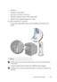 Page 95Connecting Your Printer93
• Windows 7
• Windows 7 64-bit Edition
• Mac OS X 10.3.9/10.4.11/10.5/10.6
•Red Hat
® Enterprise Linux® 4 WS/5 Client (x86)
•SUSE
® Linux Enterprise Desktop 10/11 (x86)
To connect the printer to a computer:
1
Connect the smaller USB connector into the USB port at the back of the 
printer.
 NOTE: Ensure that you match the USB symbol on the cable to the USB symbol 
on the printer.
2Connect the other end of the cable into a USB port of the computer. 
 NOTICE: Do not connect the...