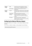 Page 71Installing Optional Accessories69
Configuring the Optional Wireless Adapter
This section describes how to configure a wireless adapter through Easy Setup 
Navigator.
You can select a method to configure a wireless adapter from the following:
Wireless 
SettingsSSID Specifies the name that identifies the wireless 
network with up to 32 alphanumeric characters.
Network Type Specifies the network type from Ad-hoc or 
Infrastructure.
Security 
SettingsSecurity Selects the security method from No security,...