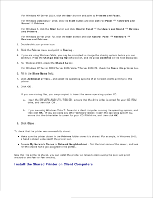 Page 1471.For Windows XP/Server 2003, click the  Start button and point to  Printers and Faxes  .
For Windows Vista/Server 2008, click the  Start button and click  Control Panel 
 Hardware and
Sound  
 Printers  .
For Windows 7, click the  Start button and click  Control Panel 
 Hardware and Sound 
 Devices
and Printers  .
For Windows Server 2008 R2, click the  Start button and click  Control Panel 
 Hardware 
Devices and Printers  .
Double-click your printer icon.
2.
Click the  Printer menu and point to...