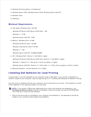 Page 39Windows XP Home edition or Professional
Windows Server 2003, Windows Server 2008, Windows Server 2008 R2
Windows Vista
Windows 7
Minimum RequirementsDisk space: Windows 2000: 300 MB
Windows XP/Server 2003/Server 2008/Vista: 1 GB
Windows 7: 16 GB
Windows Server 2008 R2: 10GB
Memory: Windows 2000: 64 MB
Windows XP/Server 2003: 128 MB
Windows Vista/Server 2008: 512 MB
Windows 7: 1 GB
Windows Server 2008 R2: 512MB(2048MB)
CPU: Windows 2000: Pentium II 400 MHZ or higher
Windows XP/Server 2003/Server...