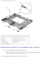 Page 162Battery and Module Bay Latches: Dell Inspiron 4150 
 
1 bumps (2 per latch) 6snap tabs (2 per latch button)
2 slider 7holding feature (2)
3 spring 8upper latch assembly (2)
4 bottom case 9wear rib
5 latch buttons (2)   
Replacing the Battery and Module Bay Latches 
1.  If you are replacing the upper latch assembly: 
a.  Slide the spring onto the slider, and reinstall the latch in the holding\
 features on the inside of the bottom case. 
file:///F|/Service%20Manuals/Dell/Inspiron/4150/baylatch.htm (2 of...