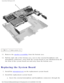 Page 93System Board: Dell Inspiron 4150 
 
1 M2.5 x. 5-mm screw (1)
11.  Remove the 
speaker assemblies from the bottom case. 
12.  Pull the right side of the bottom case, next to the external headphone a\
nd  microphone connectors, away from the system board as you simultaneously \
lift 
the front of the system board out and away from the bottom case. 
Replacing the System Board 
1.  Install the microprocessor on the replacement system board. 
2.  Install the replacement system board:  a.  Insert the external...