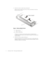 Page 146 Dell Inspiron 7500 — Removing and Replacing Parts
8. Remove the memory module covers (see Figure 6). 
Slide the memor y module cover as far as it will go in the direction of the arrow, 
and then remove the cover.
Figure 6.  Memory Module Covers
To replace a cover, place it over the opening, leaving a small gap along the 
rounded edge, and then slide the cover toward the outside of the computer until 
it snaps into place.
9. Remove the memory modules (see Figure 7).
Carefully spread apart the inner...