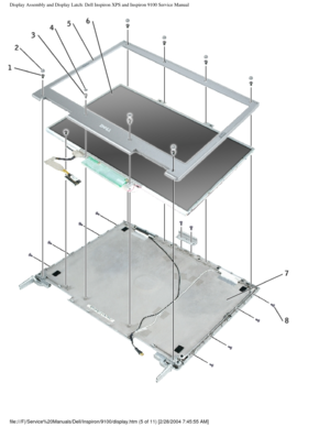 Page 53Display Assembly and Display Latch: Dell Inspiron XPS and Inspiron 9100 \
Service Manual
 
file:///F|/Service%20Manuals/Dell/Inspiron/9100/display.htm (5 of 11) \
[2/28/2004 7:45:55 AM] 
