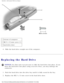 Page 25Hard Drive : Dell Latitude C400 Service Manual 
 
1 bottom of computer
2 M2.5 x 12-mm screw (1)
3 hard drive door
4.  Slide the hard drive straight out of the computer. 
Replacing the Hard Drive
NOTICE: Use firm and even pressure to slide the hard drive into place. If you 
force the hard drive into place using excessive force, you may damage th\
e 
connector. 
1.  Push the hard drive into the drive bay until it is fully seated in the b\
ay. 
2.  Replace the M2.5 x 12-mm screw in the hard drive door....