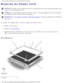 Page 33Display Assembly and Display Latch : Dell Latitude C400 Service Manual 
Replacing the Display Latch
NOTICE: Disconnect the computer and any attached devices from electrical outlets\
, and 
remove any installed batteries. 
NOTICE: To avoid ESD, ground yourself by using a wrist grounding strap or by tou\
ching 
an unpainted metal surface on the computer. 
NOTICE: Read Preparing to Work Inside the Computer before performing the following 
procedure. 
To replace the display latch, you must replace the whole...