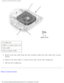 Page 41Cooling Fan : Dell Latitude C400 Service Manual 
 
1 cooling fan
2 M2.5 x 6-mm screws (3)
3 fan cable
4 fan extender cable
5.  Remove the fan cable from the fan extender cable that runs under the sys\
tem  board. 
6.  Remove the three M2.5 x 6-mm screws that secure the cooling fan. 
7.  Lift out the cooling fan. 
Back to Contents Page
 
file:///F|/Service%20Manuals/Dell/Latitude/c400/fan.htm (2 of 3) [2/28\
/2004 7:51:03 AM] 