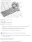 Page 26Keyboard: Dell Latitude C610/C510 Service Manual
 
1 keyboard
2 track stick
3 scalloped edge of blank key
4 palm rest
6.  Lift the keyboard straight up until it clears the keyboard boss support \
in the  bottom case. 
7.  Rotate the keyboard forward toward the front of the computer. 
8.  Rest the key face of the keyboard on the palm rest. 
NOTICE: Do not pull on the keyboard flex and track stick cables. 
9.  Pull up on the keyboard connector to disconnect it from the interface co\
nnector  on the system...