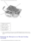 Page 45Microprocessor Thermal Cooling Assembly: Dell Latitude C540/C640 Service\
 Manual
 
1 microprocessor thermal 
cooling assembly
2 captive screws (4)
3 right side of thermal 
cooling assembly
4 recess in EMI shield 
(prying location)
4.  Insert a screwdriver into the recess in the EMI shield under the front l\
eft corner  of the thermal cooling assembly, and pry the assembly up and out of the \
system 
board. 
Replacing the Microprocessor Thermal Cooling 
Assembly...