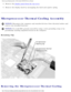 Page 32Removing and Replacing Parts : Dell Latitude C800/C805 Service Manual 
4.  Remove the display panel from the top cover. 
5.  Remove the display latch by unsnapping the latch and captive spring.\
 
Microprocessor Thermal Cooling Assembly 
NOTICE: Disconnect the computer and attached devices from electrical outlets and\
 
remove any installed batteries. 
NOTICE: To avoid ESD, ground yourself by using a wrist grounding strap or by 
periodically touching unpainted metal on the computer. 
Retaining Clip...