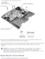 Page 45Removing and Replacing Parts : Dell Latitude C800/C805 Service Manual 
 
The system boards BIOS chip contains the system service tag number, whi\
ch is also 
visible on a bar-code label on the bottom of the computer. 
The replacement kit for the system board assembly includes a diskette or\
 CD that provides 
a utility for transferring the service tag number to the replacement sys\
tem board 
assembly. 
NOTICE: If you received a flash BIOS update program diskette or CD with the 
replacement...