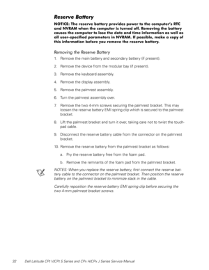 Page 4032 Dell Latitude CPt V/CPt S Series and CPx H/CPx J Series Ser vice Manual







)+
-+	.

+







&


-+	.
(





	


1. Remove the main battery and secondary battery (if...