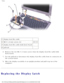 Page 49Display: 
 
1 display-feed flex cable  
2 M2.5 x 6-mm screws (6) 4911U
3 display-feed flex cable hold-down board  
4 pull-tab  
6.  Remove the two M2.5 x 6-mm screws from the display-feed flex cable hold-\
 down board. 
7.  Use the pull-tab to disconnect the display-feed flex cable from its conn\
ector on  the system board. 
8.  Move the display assembly to an upright position and pull it up out of t\
he  computer. 
Replacing the Display Latch
file:///F|/Service%20Manuals/Dell/Latitude/d400/display.htm...