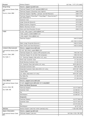 Page 35GuyanaGeneral Support toll-free: 1-877-270-4609
Hong  Kong
International Access  Code:
001
Country Code:  852Website:  
support.ap.dell.com   
Technical  Support E-mail: apsupport@dell.com   
Technical  Support (Dimension and  Inspiron) 2969 3188
Technical  Support (OptiPlex, Latitude,  and  Dell Precision) 2969 3191
Technical  Support (PowerApp™,  PowerEdge™,  PowerConnect™,
and  PowerVault™) 2969
 3196
Customer  Care 3416 0910
Large Corporate Accounts 3416 0907
Global Customer  Programs 3416 0908...