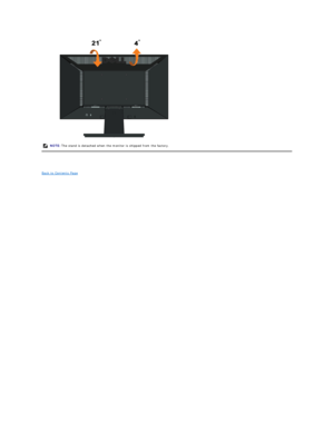 Page 21 
 
Back to Contents Page  NOTE:   The stand is detached when the monitor is shipped from the factory.   