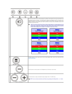 Page 24 
A  
 
Input select    Use the Input Select button to select between two different video signals that may be connected to your monitor.
 
Description of auto -  sync detect: If both VGA and DVI cables are connected to one PC, this monitor will display an 
image automatically just as long as a video signal is present in either VGA or DVI outputs. When connecting one 
display to two PCs, if using screen savers, best to set both to the exact times. Whichever mouse is moved first will 
activate that video...