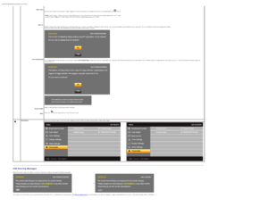 Page 22Dell IN2020/IN2020M Flat Panel Monitor Users Guide
file:///C|/Users/santhosh_v/Desktop/UG_en/operate.htm[3/27/2013 12:21:03 PM]
  
  Menu Lock
DDC/CI
LCD  Conditioning
Factory  Reset Back
  Controls user  access  to  adjustments.  When  selected, no user  adjustments are allowed. All buttons are locked except the button.
  NOTE:  Lock  function – Either soft lock (through OSD menu) or hard lock (Press and  hold the button above  power button for 10  sec)
Unlock  function–   Only hard unlock  (Press and...