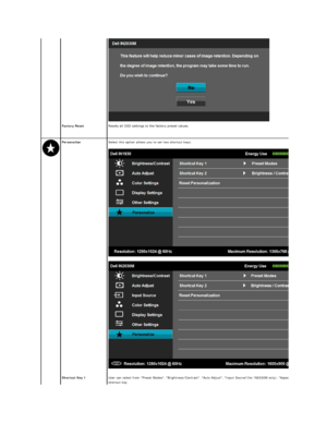 Page 26 
 
Factory Reset   Resets all OSD settings to the factory preset values .    
  Personalize   Select this option allows you to set two shortcut keys.   
 
   
 
Shortcut Key 1   User can select from Preset Modes, Brightness/Contrast, Auto Adjust, Input Source(for IN2030M only), Aspect Ratio and set as 
shortcut key.     