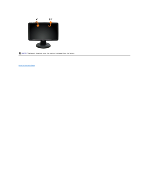 Page 19 
 
Back to Contents Page  NOTE:   The base is detached when the monitor is shipped from the factory.   